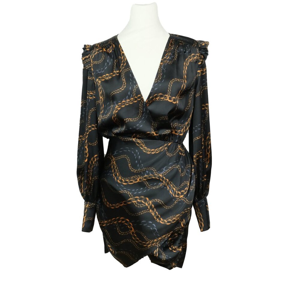 L'Academie Joyce Mini Dress Chain Print Black Size XS  Fashionable Party Look - Picture 11 of 12